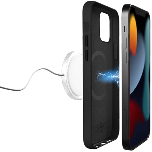 Puro Cover leather look 'SKYMAG' made for MagSafe για iPhone 13 Pro 6.1' - Μαύρο