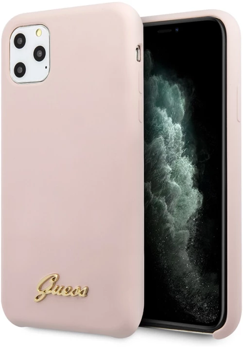 Θήκη για iPhone 11 Pro Guess Vintage Script Gold Logo Collection Σιλικόνης (ροζ)