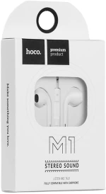 Hands Free Hoco M1 Earphones Stereo 3.5 mm Λευκά με Μικρόφωνο