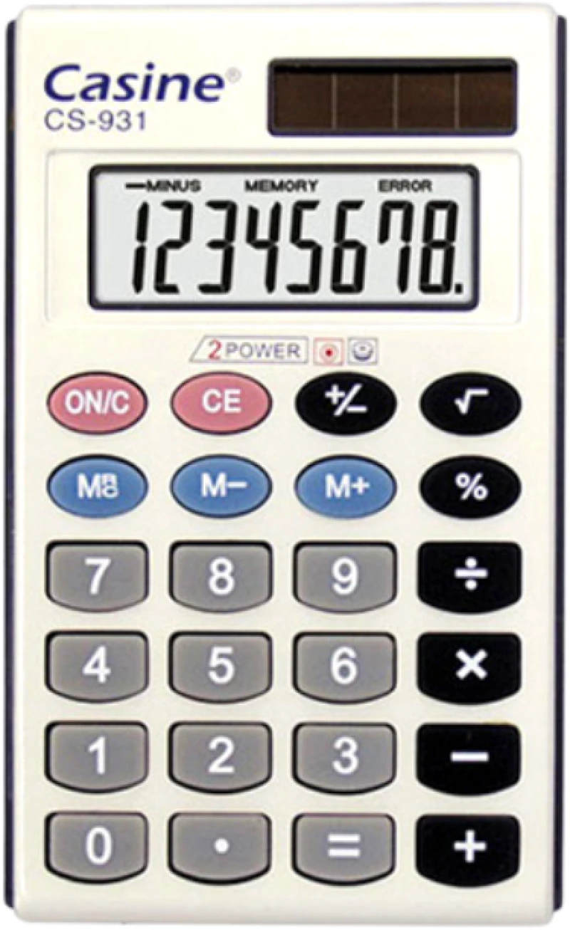 Αριθμομηχανή Τσέπης 8 Ψηφίων Casine 6x9cm Λευκή CS-931