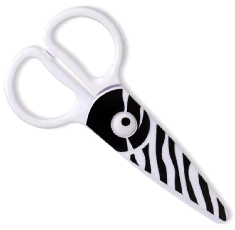 Ψαλίδι Ασφαλείας Πλαστικό Keyroad Zebra 13cm 1τμχ Λευκό KR-971406