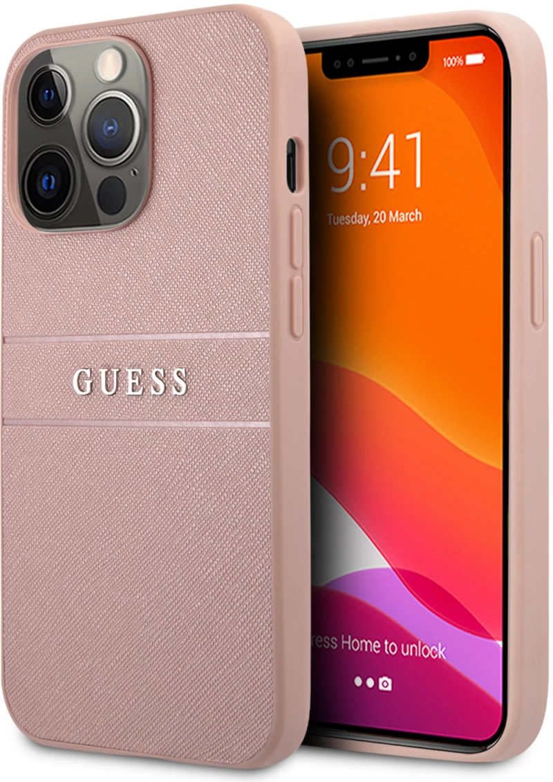 Guess Saffiano Hard Case Θήκη Προστασίας Από Δερματίνη – Iphone 13 Pro (ροζ)