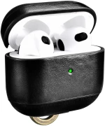 Θήκη Icarer Vintage Leather Case With The Metal Hook Black - Apple Airpods 3