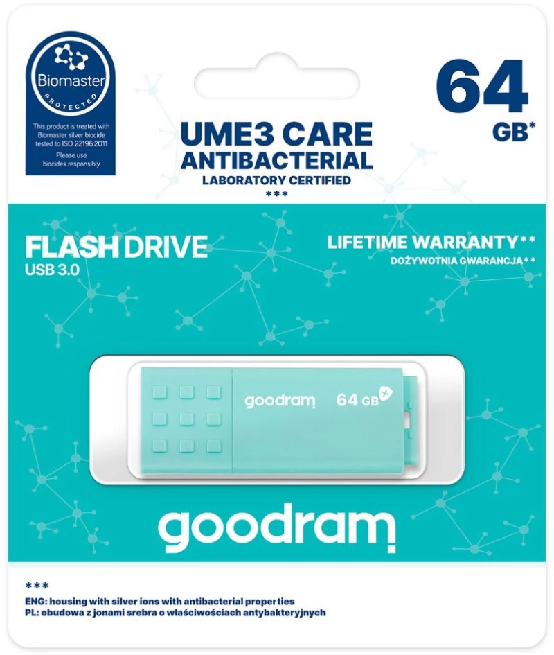 Usb Memory Goodram Ume3 Care 64gb Usb 3.0 (biomaster Protected)