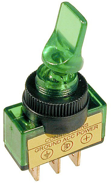 Διακόπτης On-off Με Λαμπάκι 20a 12v Πράσινος