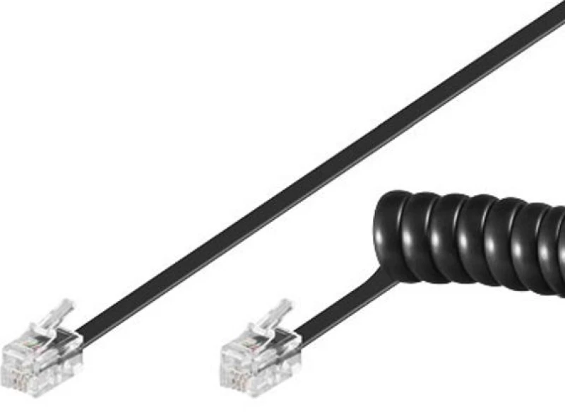 Goobay Καλώδιο Τηλεφώνου 50270, Spiral, Rj10 4p4c, Cca, 2m, Μαύρο
