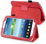Samsung Galaxy Tab 3 7.0 P3200 / P3210-θήκη Δερματίνη Με Stand-κόκκινη