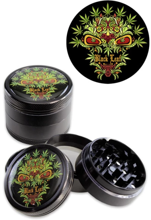 Black Leaf Grinder Τρίφτης Leaf Skull 50mm Aluminium - 4 Parts