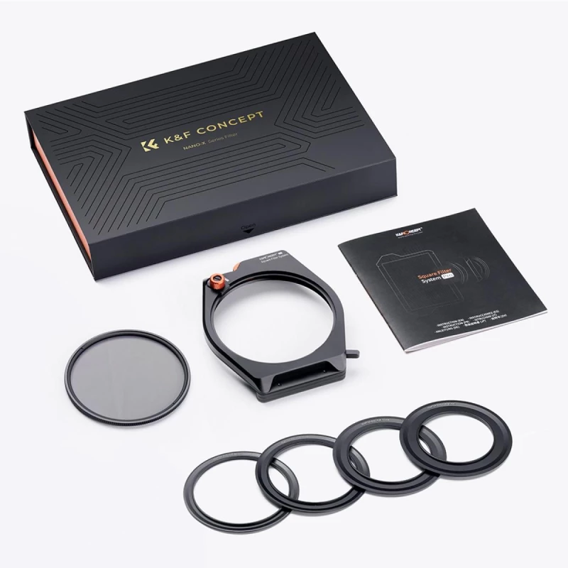 K&f Concept Square Filter Holder System X Pro Kit (filter Holder+95mm Circular Polarizer+67/72/77/82mm Filter Adapter Rings) For Camera Lens(sku.1811)