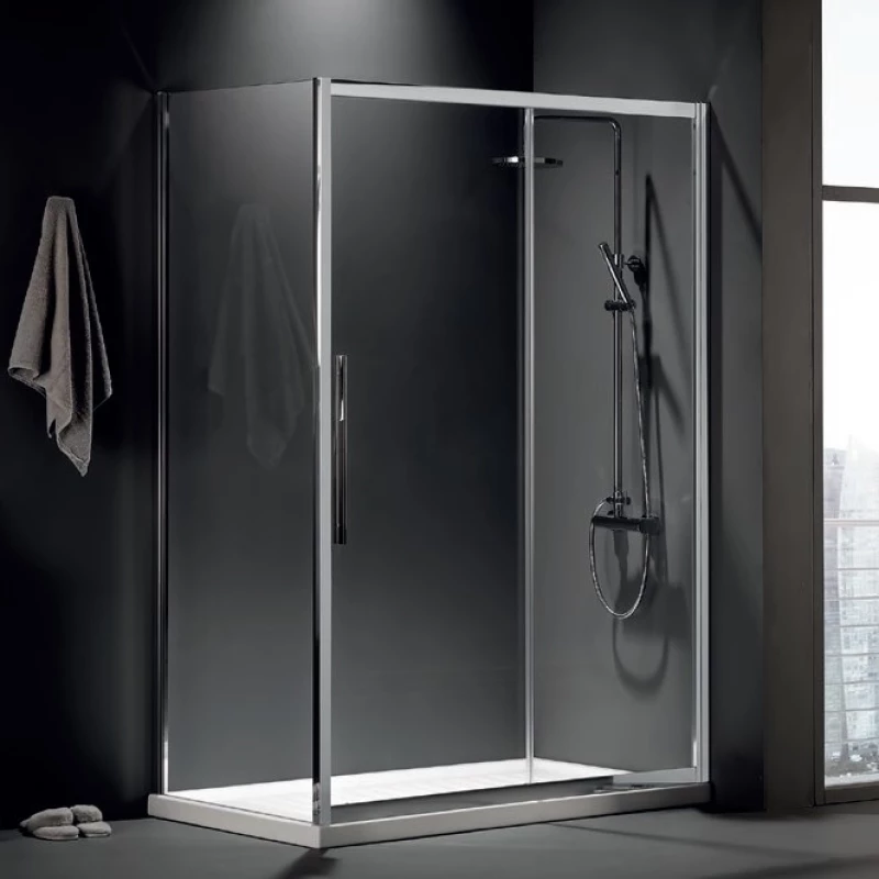Devon Flow Slider Chrome Clean Glass 110x195 - Καμπίνα Από Τοίχο Σε Τοίχο