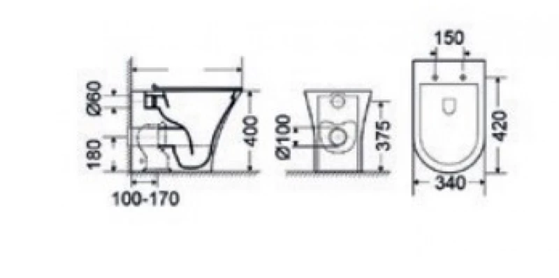 Bianco Ceramica Aida 52 Rimless Ad13000sc Btw - Λεκανη Δαπεδου