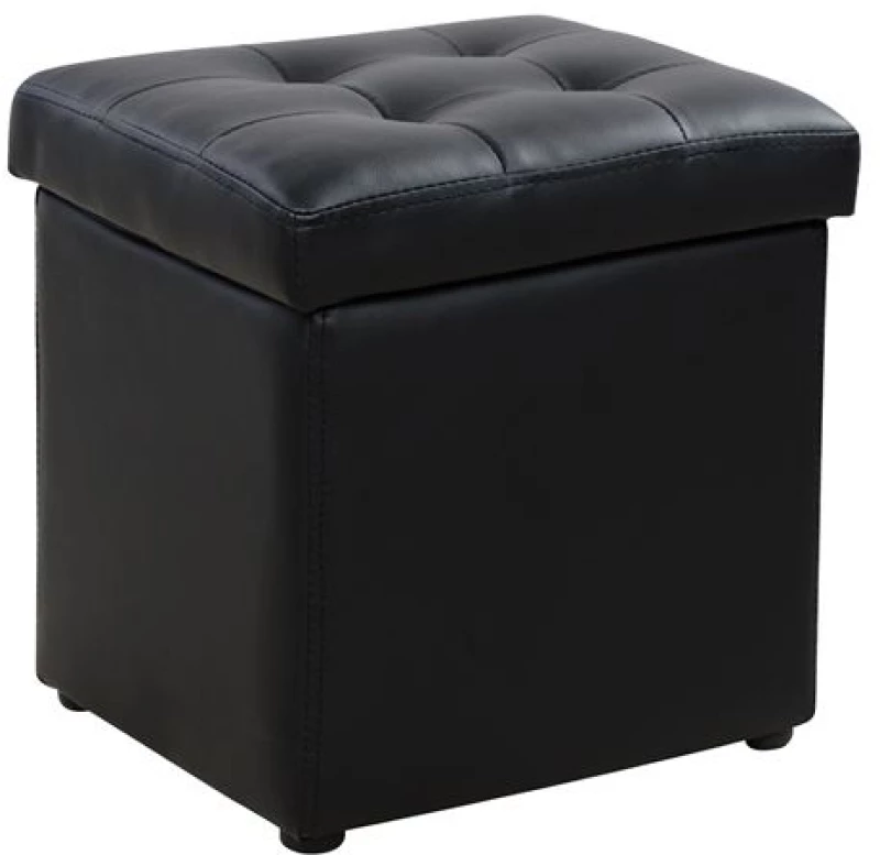 Σκαμπω Με Αποθηκευτικο Χωρο Pu Μαυρο Cube Hm224.01 36,5x36,5x36υεκ.