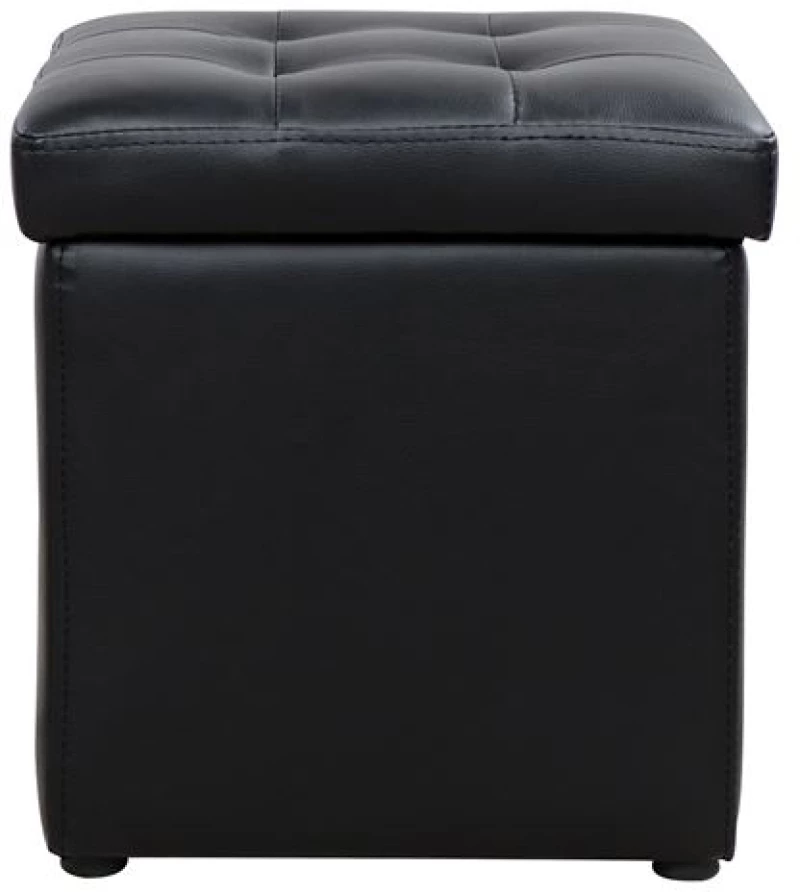 Σκαμπω Με Αποθηκευτικο Χωρο Pu Μαυρο Cube Hm224.01 36,5x36,5x36υεκ.