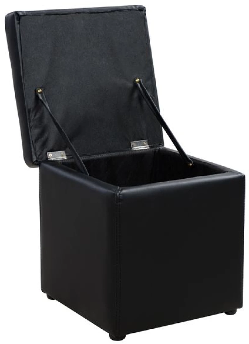 Σκαμπω Με Αποθηκευτικο Χωρο Pu Μαυρο Cube Hm224.01 36,5x36,5x36υεκ.