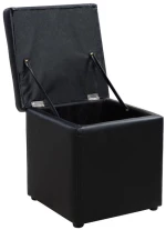 Σκαμπω Με Αποθηκευτικο Χωρο Pu Μαυρο Cube Hm224.01 36,5x36,5x36υεκ.