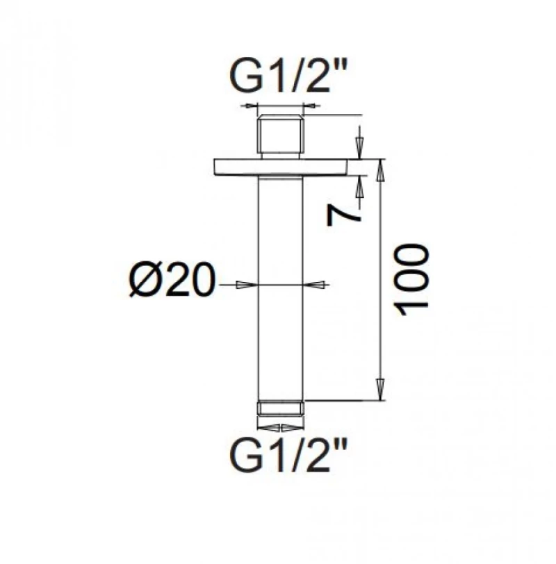 Almar E044075+r50813 Inox Finish - Κεφαλή Ντους Με Βραχίονα Οροφης