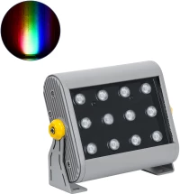 Globostar® Flood-hena 90641 Προβολέας Wall Washer Για Φωτισμό Κτιρίων Led 24w 2400lm 30° Dc 24v Αδιάβροχο Ip65 Μ22.5 X Π6 X Υ16.5cm Πολύχρωμο Rgb Dmx512 - Ασημί - 3 Years Warranty