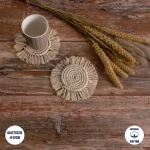 Globostar® 35300 Μακραμέ Σουβέρ Χειροποίητο Μπεζ Φ17cm