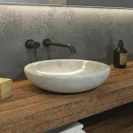 Karag Sora Sblr Cream Ø40x12 - Πέτρινος Νιπτήρας Επιτραπέζιος