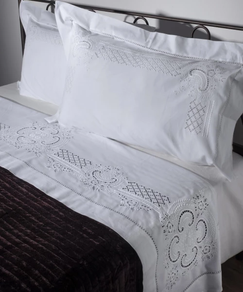 Χειροποιητο Σεντονι 710 Τριων Τεμαχιων (225cm X 270cm) Λευκο - -