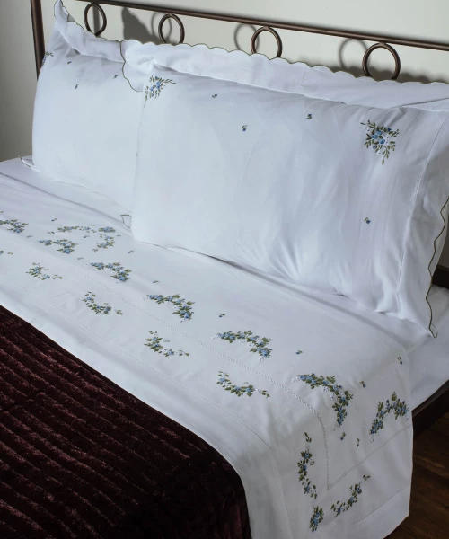 Χειροποιητο Ροκοκο Σεντονι 7003 Τεσσαρων Τεμαχιων (225cm X 270cm) Λευκο/σιελ - -