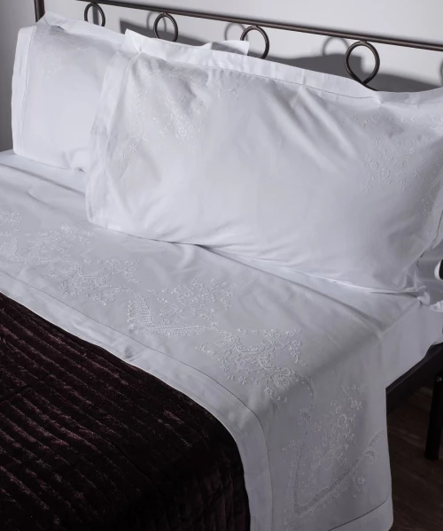 Χειροποίητο Σεντόνι 2468 Τεσσάρων Τεμαχίων (225cm X 270cm) Λευκό - -