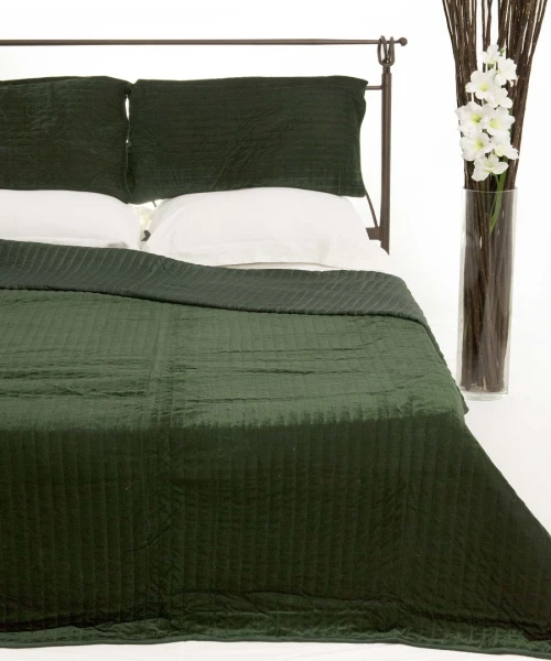 Κουβερλι Σετ (220cm X 240cm + 2 X 50cm X 70cm Velvet Πράσινο - -