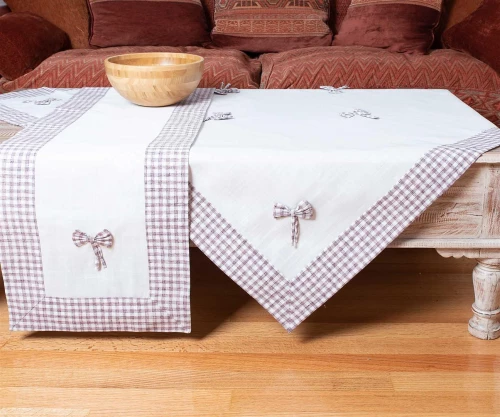 Τραβέρσα (45cm X 170cm) Bow Ivory/μωβ - -