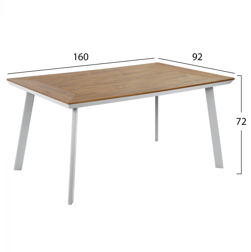 Τραπεζι Αλουμινιου Taifa Με Polywood Hm5132.11 Λευκο 160x92x72