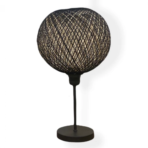 210583 Φωτιστικο Επιτραπεζιο Απο Μεταλλο Και Σχοινι Μαυρο Φ24x42υ Εκ.