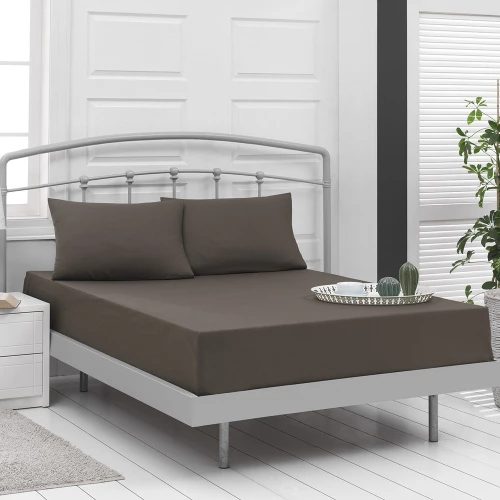 211072 Σεντονι Μονο Μονοχρωμο Με Λαστιχο Art 1999 110x200+30 Καφε Beauty Home