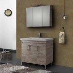 Savina 100 Natural Oak - Πάγκος Με Νιπτήρα & Καθρέπτη