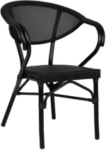 Πολυθρονα Αλουμινιου Clay Bamboo Look Μαυρη Με Textline Hm5025.02 59x60x82 Cm