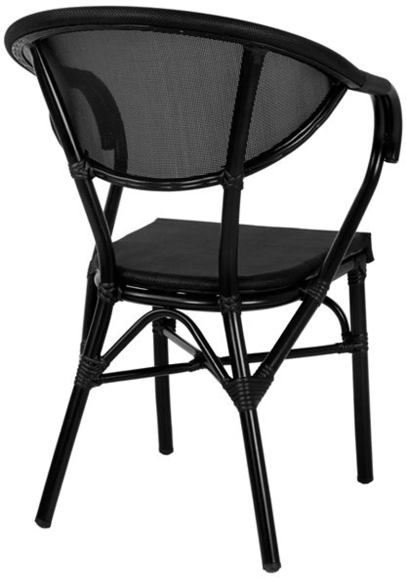 Πολυθρονα Αλουμινιου Clay Bamboo Look Μαυρη Με Textline Hm5025.02 59x60x82 Cm