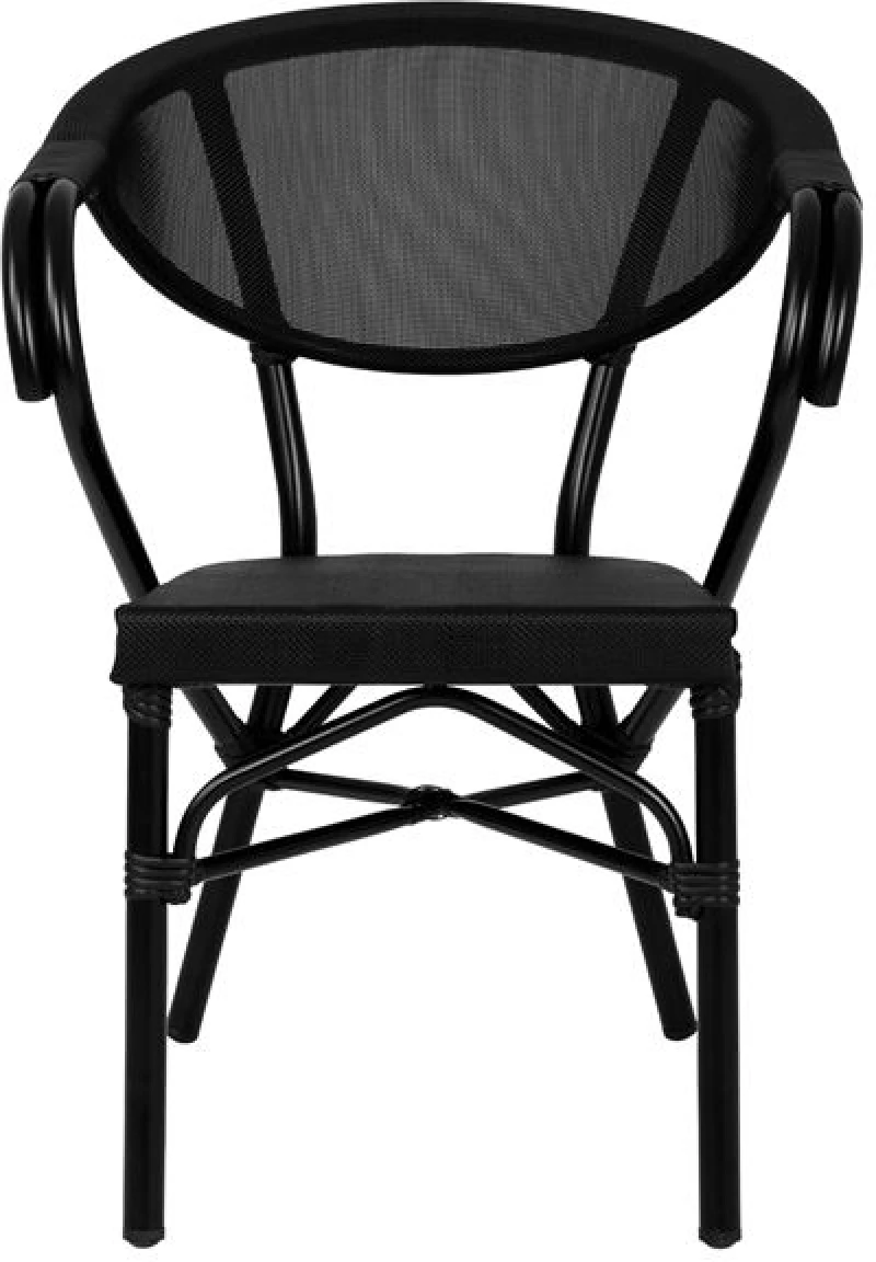 Πολυθρονα Αλουμινιου Clay Bamboo Look Μαυρη Με Textline Hm5025.02 59x60x82 Cm