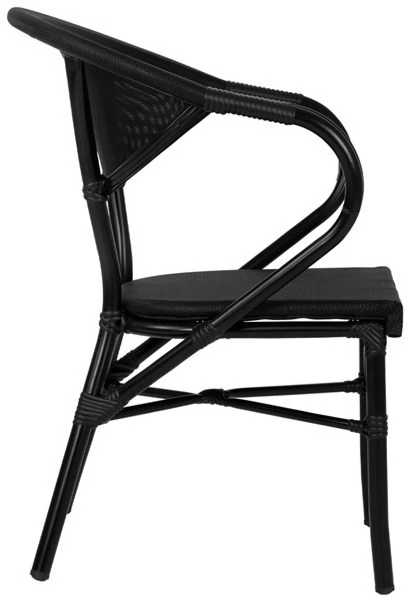 Πολυθρονα Αλουμινιου Clay Bamboo Look Μαυρη Με Textline Hm5025.02 59x60x82 Cm