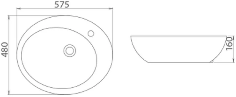 Cerastyle Peri 58x48 - Επιτραπέζιος Νιπτήρας