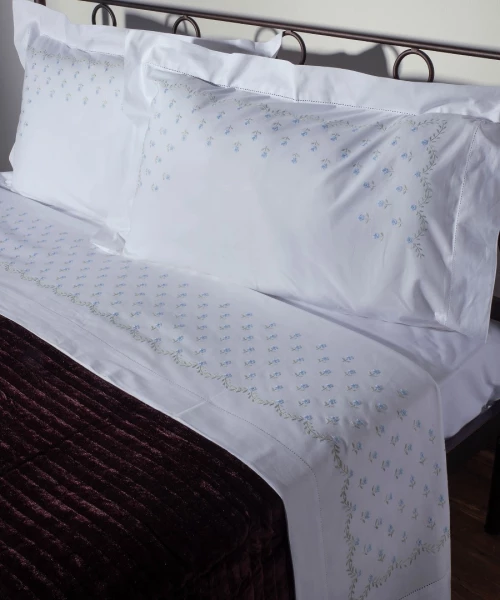 Χειροποιητο Σεντονι Με Κεντημα 2806a Τεσσαρων Τεμαχιων (225cm X 270cm) Λευκο Σιελ - -