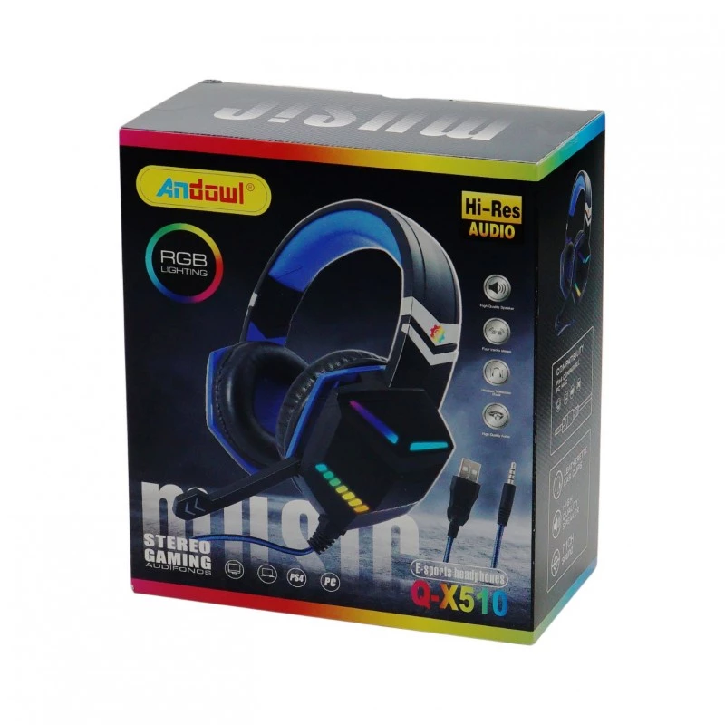 Ακουστικα Stereo Gaming Με Led Rgb Andowl Q-x510