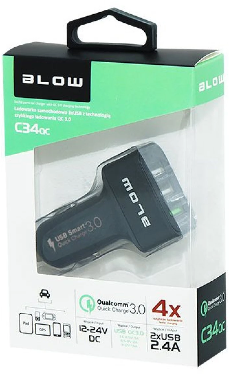 Φορτιστής Αυτοκινήτου 3xusb Quick Charge 3.0 Blow