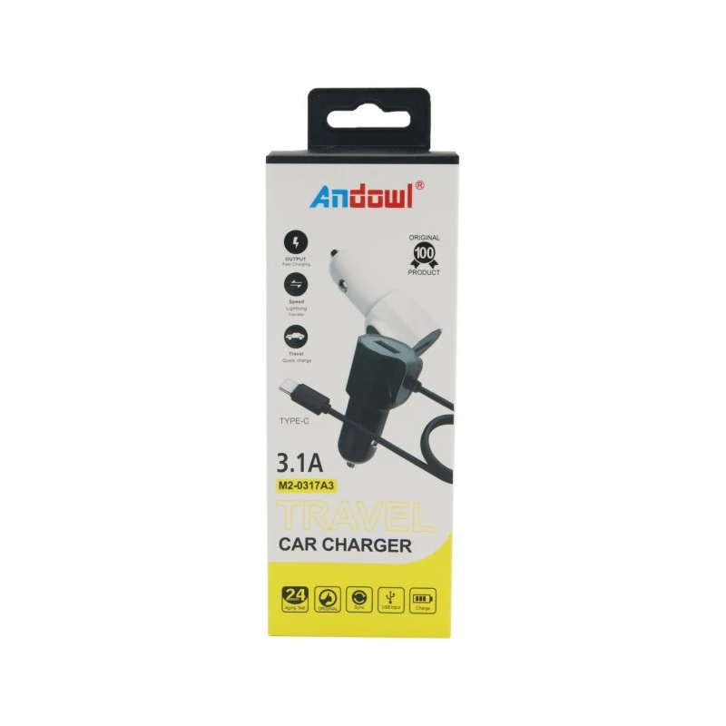 Φορτιστησ Αυτοκινητου Car Charger 3.1a Type-c Andowl An-m2-0317a3