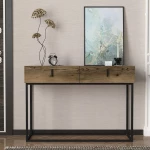 271202 Κονσολα Mykonos Καφε/μαυρη Βαση 120x37x84cm