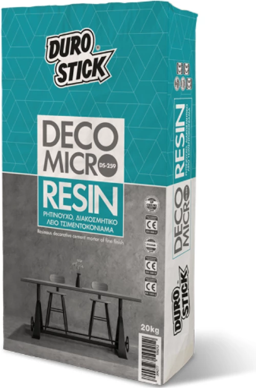 Durostick Ds-259 Deco Micro Resin Μόκα Ρητινούχο, Λείο Διακοσμητικό Τσιμεντοκονίαμα 20 Kg
