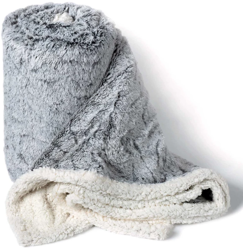 Κουβέρτα Fleece Με Sherpa (170cm X 220cm) Animal Γκρί - -