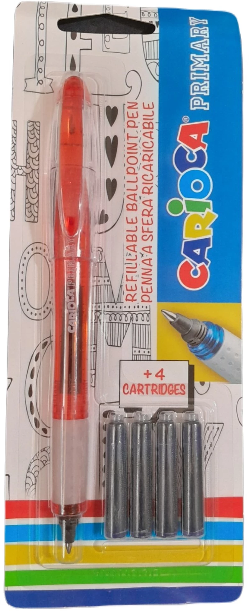 Στυλο Σετ Με 4 Μελανια Carioca Ballpoint 1.0mm Carioca 43248 - Κοκκινο