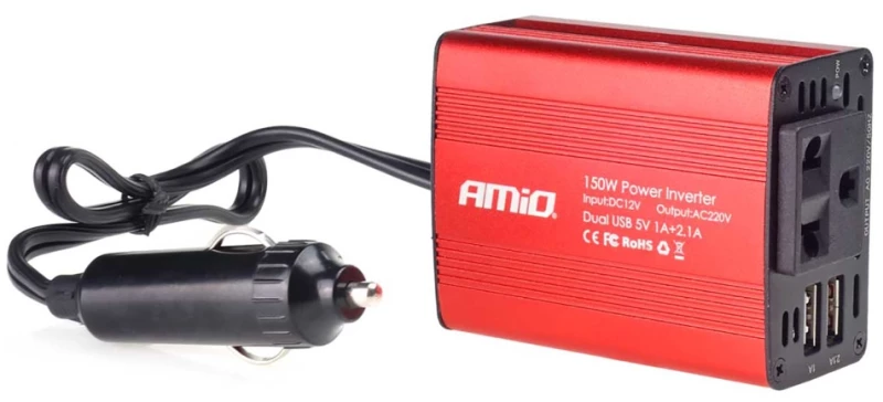 Amio Inverter 12>230v Max150w-peak300w Me 2 Usb Amio – 1 Τεμ. 02468/am