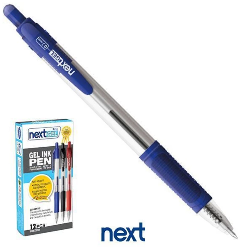 258204 Νext Στυλό Gel Pen Με Κουμπί Μπλε 0.7mm (σετ 12 Τεμαχιων)
