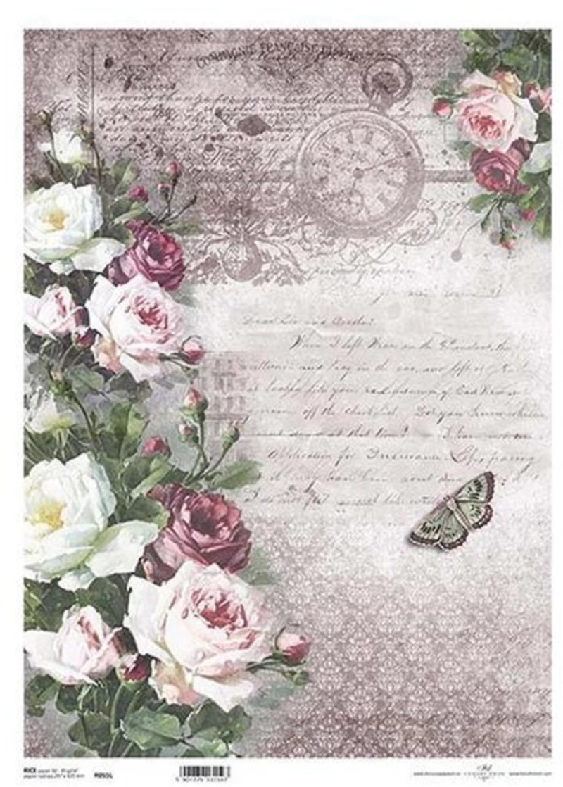 256165 Ριζόχαρτο `roses 3` 42x29.7εκ. (itd-r055l) (σετ 3 Τεμαχιων)