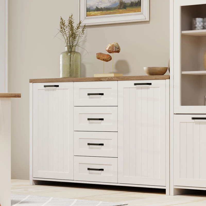Μπουφεσ Verne 147.9x37.2x91.8cm Λευκό-φυσικό Δρυς T