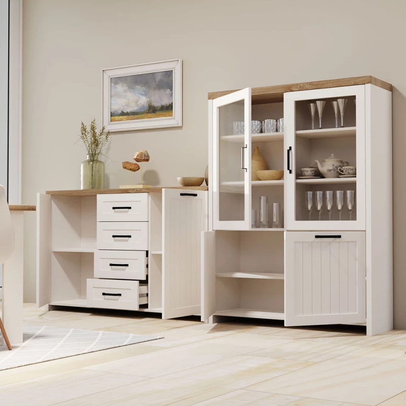 Μπουφεσ Verne 147.9x37.2x91.8cm Λευκό-φυσικό Δρυς T